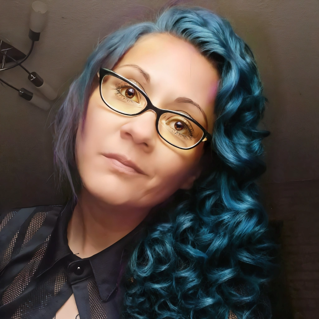 Blue hair , Curly
