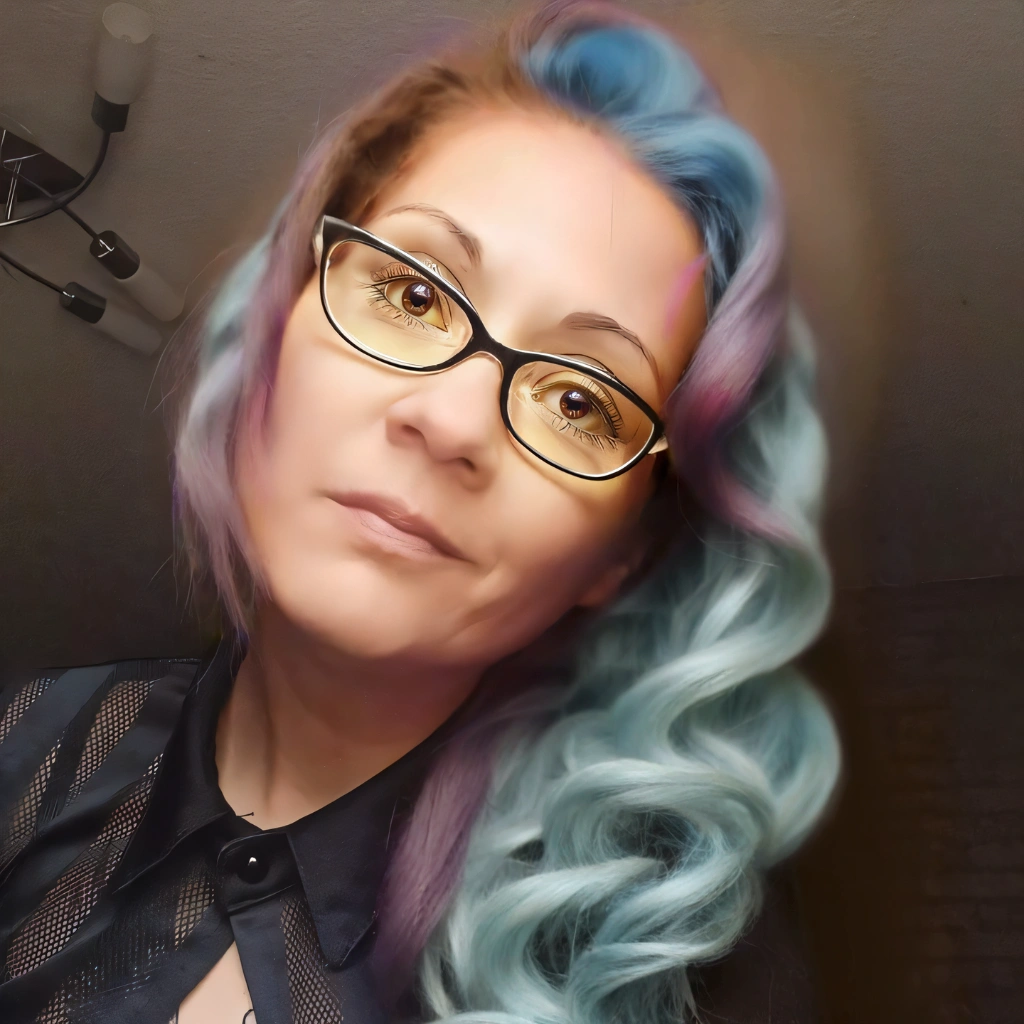 Blue hair , Curly