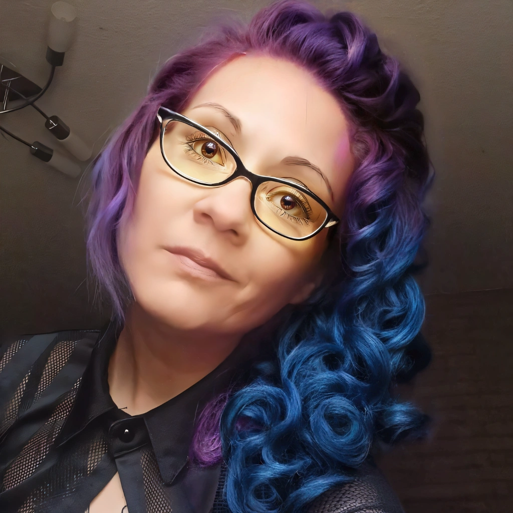 Blue hair , Curly