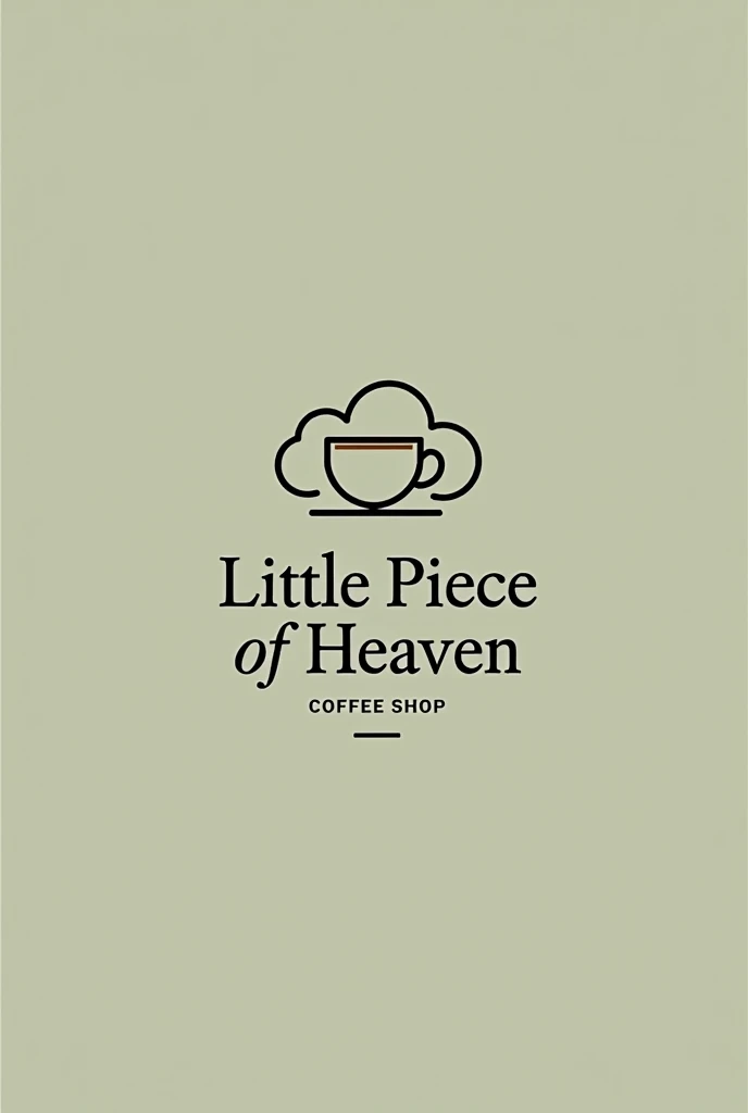 Create 4 logo options for a coffee shop that has a cloud or a cup of coffee as an element that is minimalist and the elements merge, that is green or pink and that has the name "little piece of heaven"
 that it be more linear with a more striking typography

 