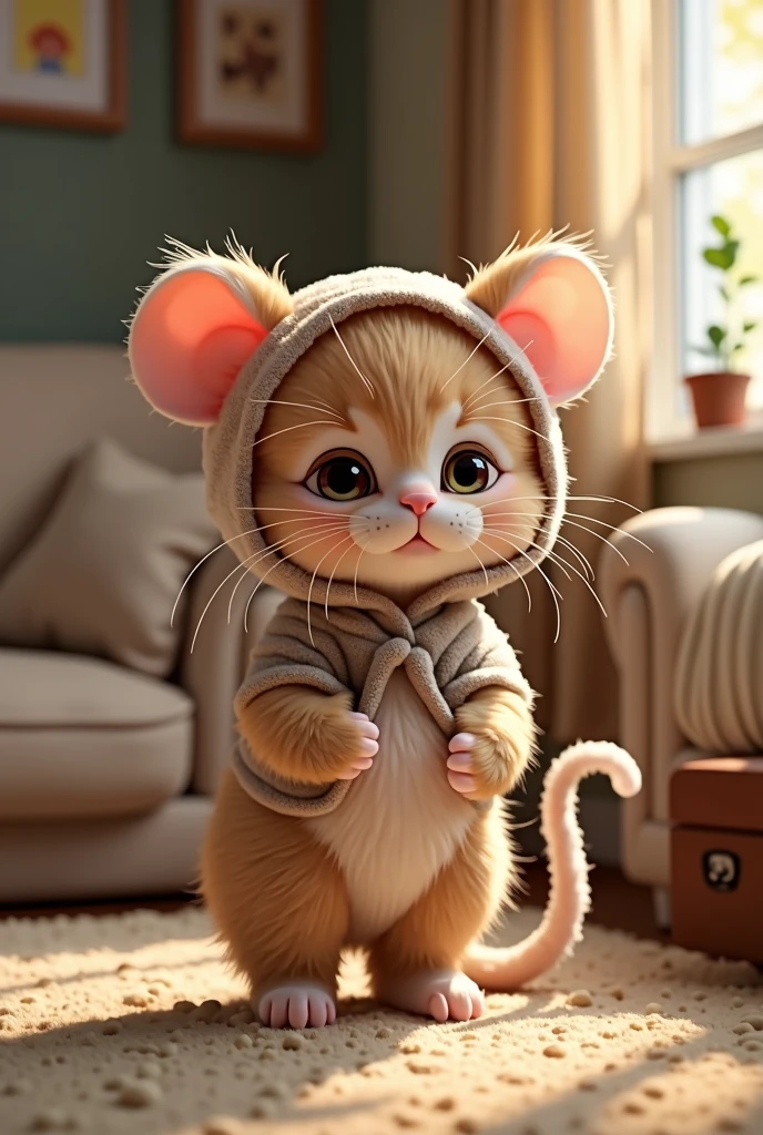 kitten cute Mouse costume Living Room Background Real