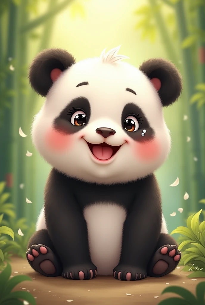 Make me little baby panda with really fat cheeks with cute face with tears of happines