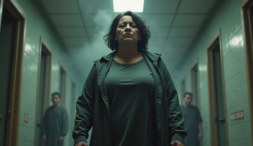 Create a strong fat woman from this : . His attitude towards Maria is cold and distant., which reflects the dehumanization of the system in which he works.