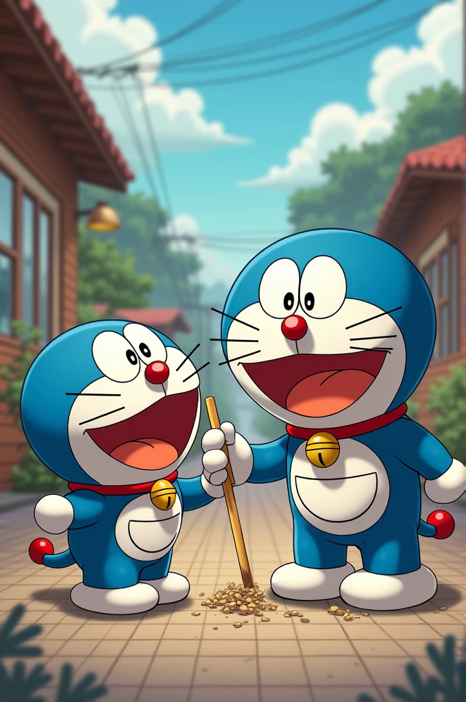 Create Nobita by sticking a stick up Doraemon's ass
