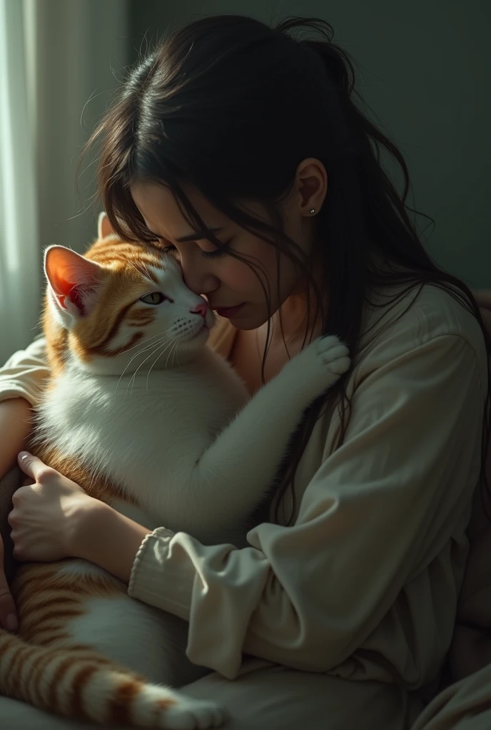 I would like to create an image of the film intensely hugging a tender cat