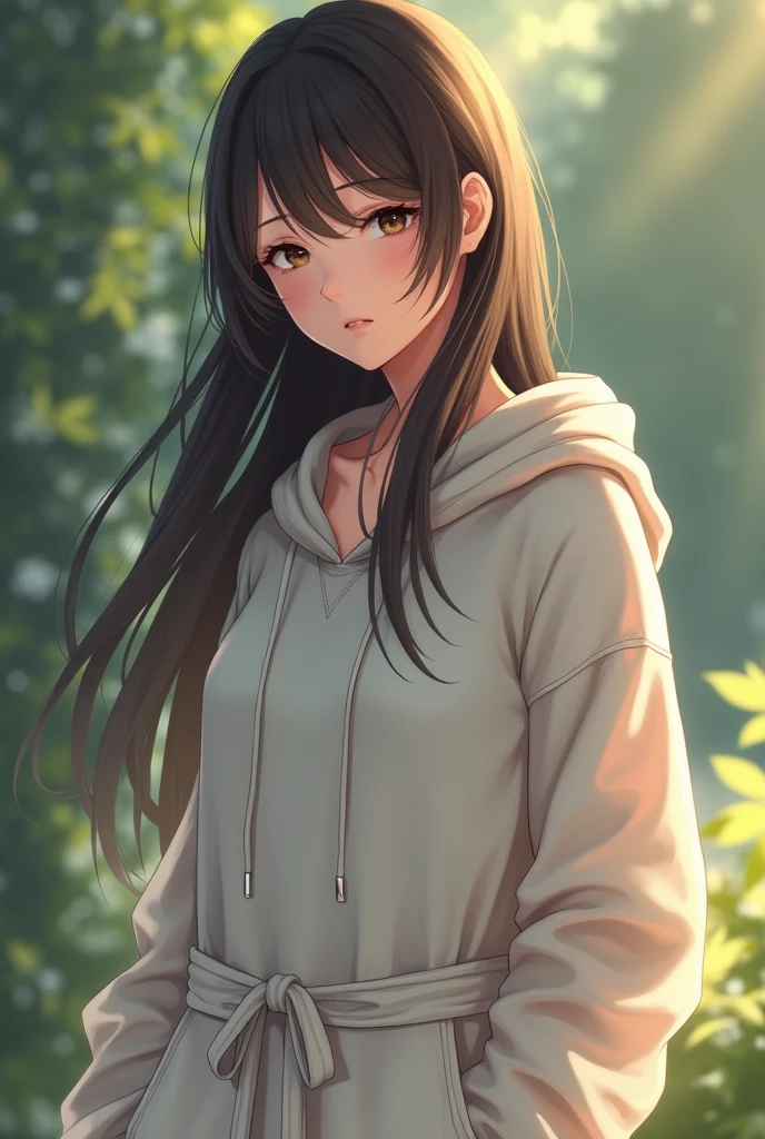 Girl with hoodie tied around waist