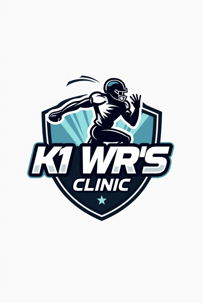 Create a football clinic logo with the name "K1 WR's Clinic"