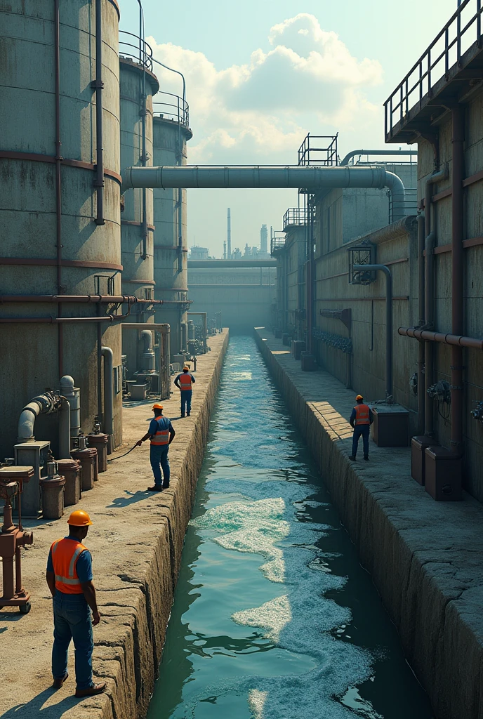 Open sewage being treated