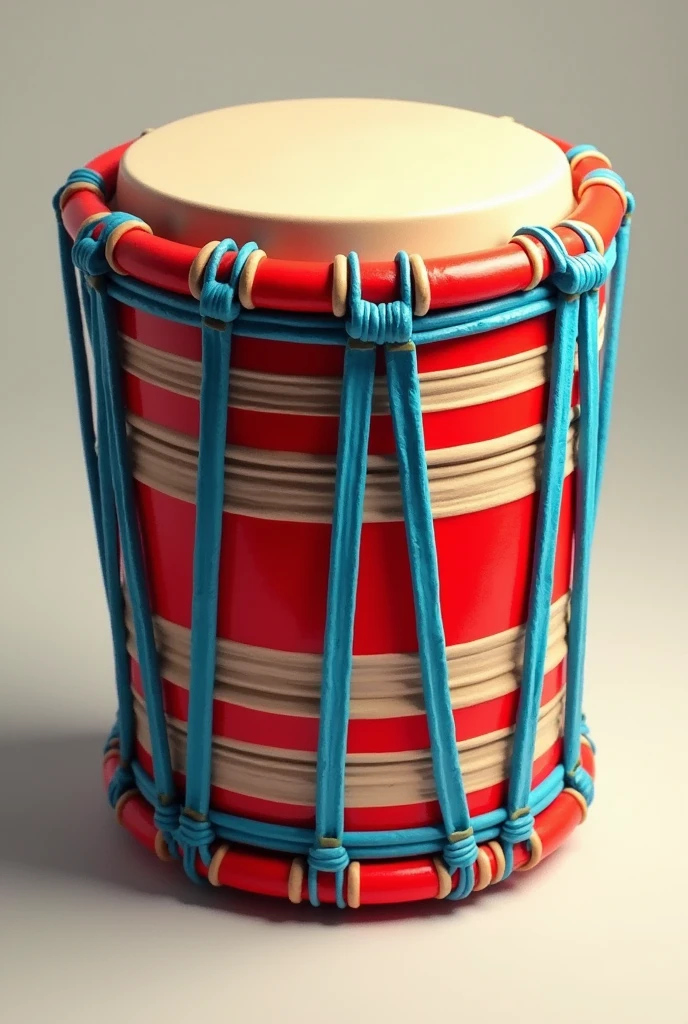 drum with stripes in red, blue and white