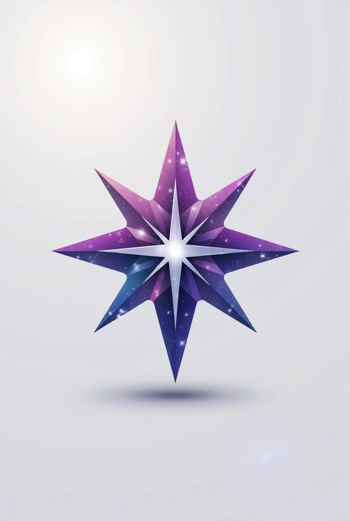 Create a logo with two four-pointed stars, one on top of the other, the top one in silver and the bottom one in purple, and in the middle it says Astro.
