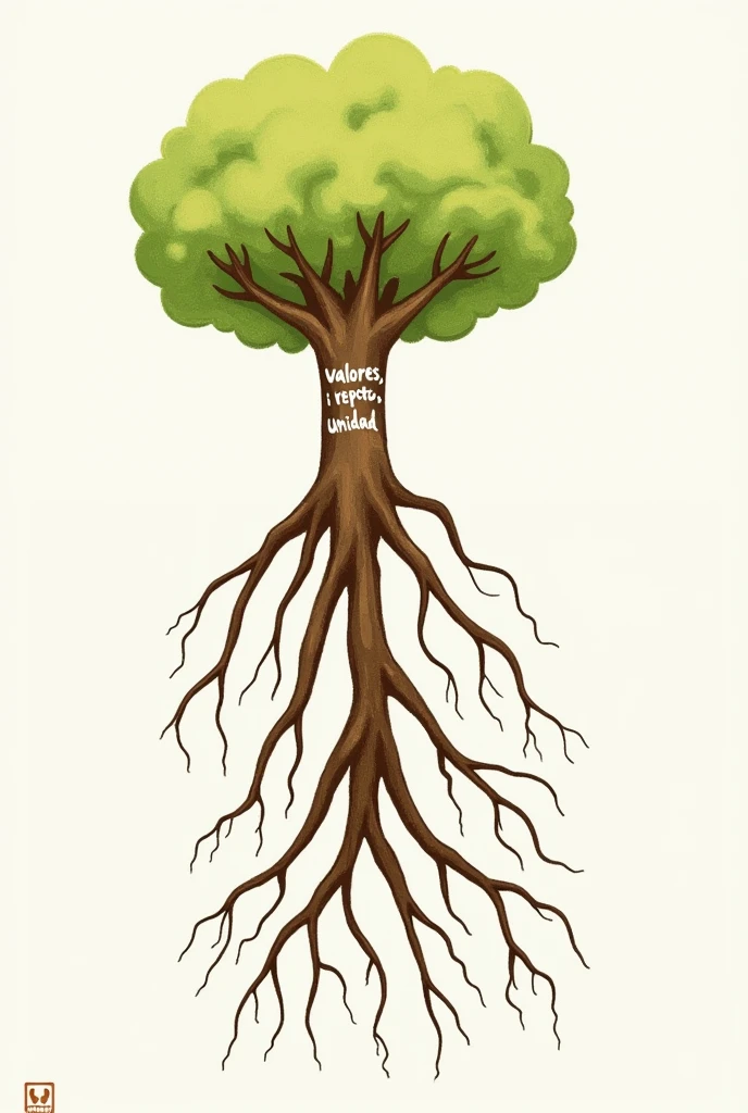 One more drawing of a tree That looks like that counts for children less quality, in the roots of the tree that is "Values, I respect,unit" in Spanish. Remember roots, not trunk
