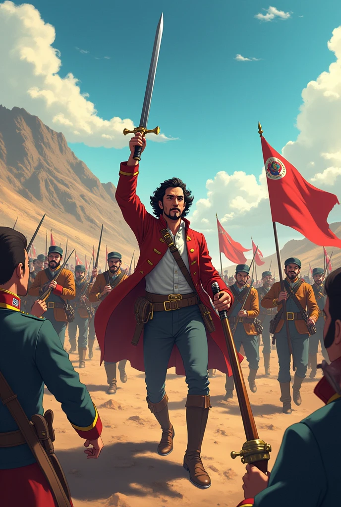 Soldiers of the Philistine army screaming