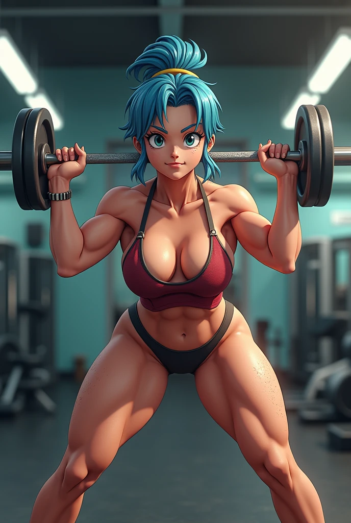 high contrast, (8K UHD:1.2), (photorealistic:1.2),(masterpiece:1.4), (best quality:1.4),extremely detailed wallpaper, highly detailed illustrations, ((1 Girl)) , (super-complex details) official art, unity 8k wallpaper, ultra detailed, beautiful and aesthetic, masterpiece, best quality, ( zentangle, mandala, tangle, entangle), (fractal art:1.3) , masterpiece, , intricate detail,((bulking)),covered body upper body,(body builder:1.7), muscular, bob hair, busty, sexy, curvy, upper , raised hand, armpit, masterpiece, best quality, high quality, high definition, high quality texture, high quality shadow, high detail, beautiful detailed, fine detailed, extremely detailed cg, detailed texture, a realistic representation of the face, realistic, colorful , delicate, cinematic light, side light, Lens Flare, Ray Tracing, tailed beautiful delicate face, detailed beautiful delicate eyes, mature female, long hair, bored, pompadour cut, muscular, toned, navel, ripped abs, thick thighs, broad shoulders, big arm muscles, (meaty leg muscles), thick eyelashes, makeup, (( blue hair, short pig-tail hair, blue eyes , black and pink bikini.), ((showing her big ass and back thigh's.)) (pretty smile).