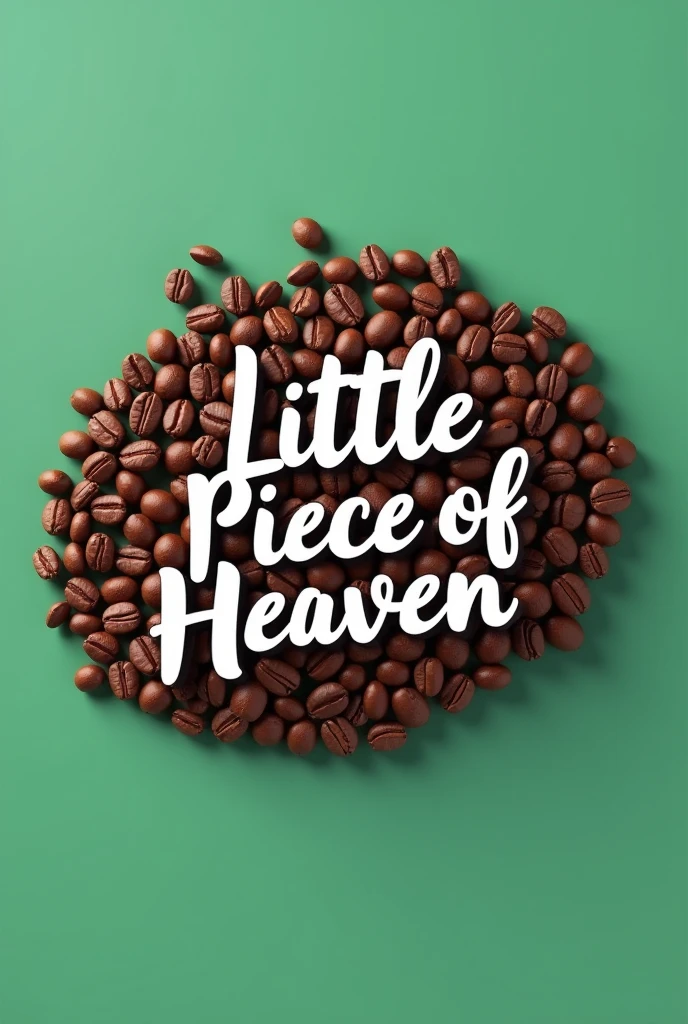 Logo made with coffee beans that form a cloud that is green or pink in the background and white in the logo with a striking and pretty typography for the coffee shop with the name in Spanish called "little piece of heaven" minimalist and unrealistic