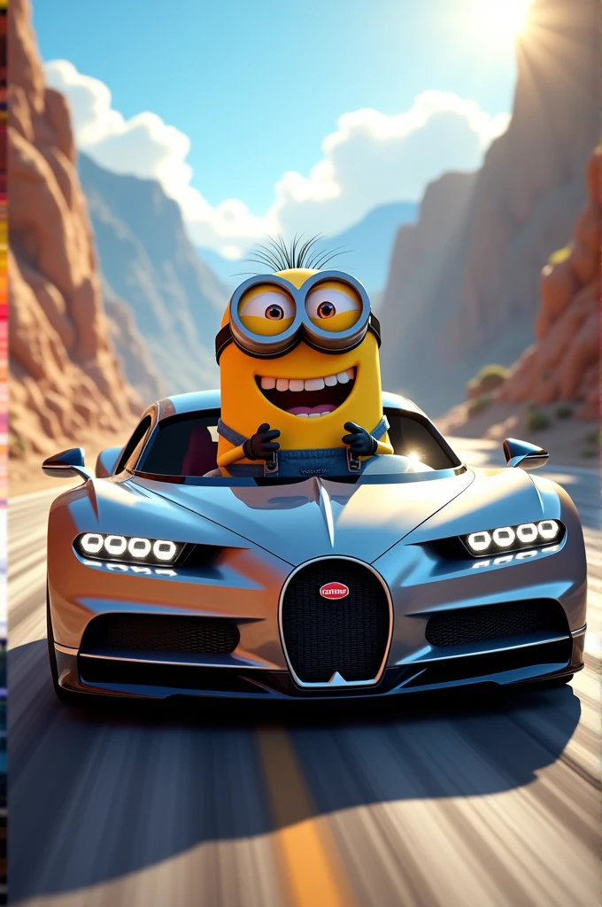 a minion with a yellow buggati chiron