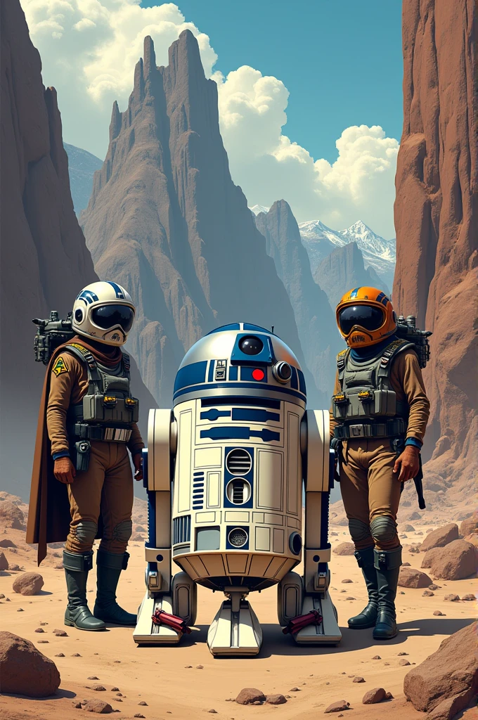 Make R2D2 into a rebel base with two comic book style pilots