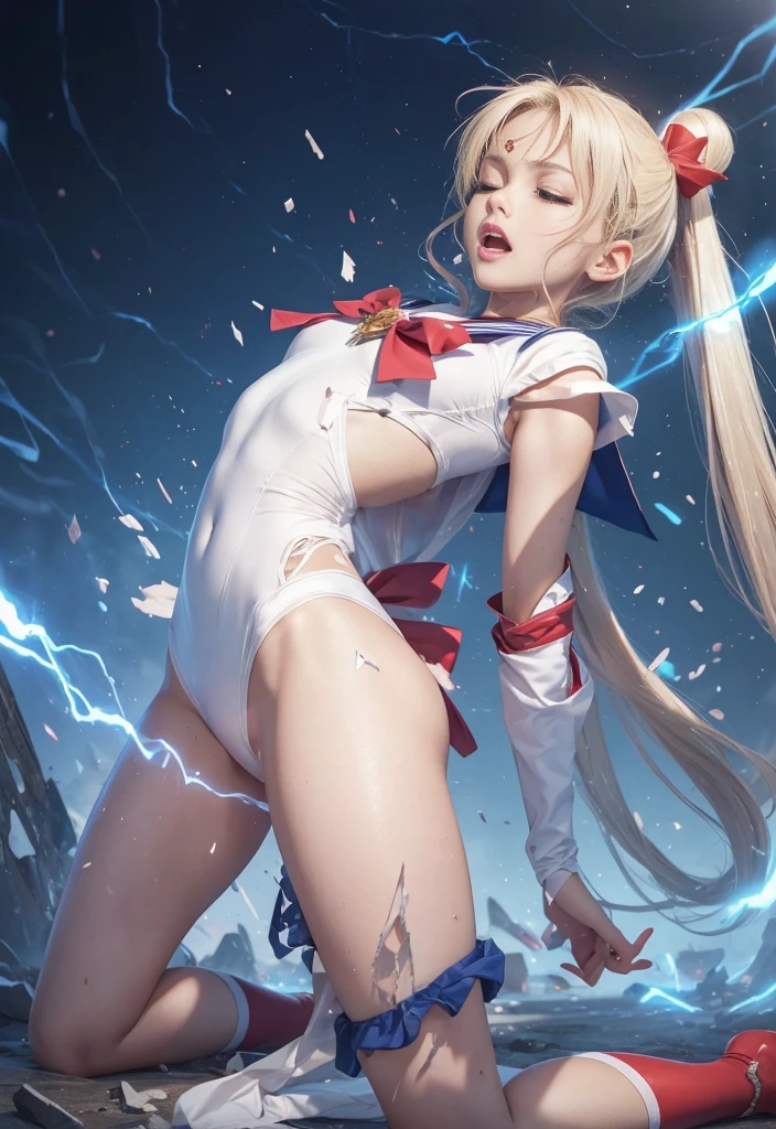 photoRealistic,High resolution,High resolution,AI-generated,amazing,{{{Great quality, very beautiful}}},{{{beautiful, Highest quality, Absurd, Realistic}}},Super Mysterious Details,{{Light-reflecting clothing}},Dynamic Lighting,{{Sailor Warrior Uniform}},{{{Sailor Mars}}},cute, ,alone,Small breasts,White leotard,Red mini skirt,{{{{{Highlighted lines,Electric shock}}}}},{{{{{arched back}}}}},{{{Battle Damage,Torn clothes,Sweaty clothes}}},{{Raise your eyebrows}},{{{close your eyes}}}, {{scream}},orgasm, {{{naked,Browsing Caution, Highest quality, Great quality, very beautiful, Absurd