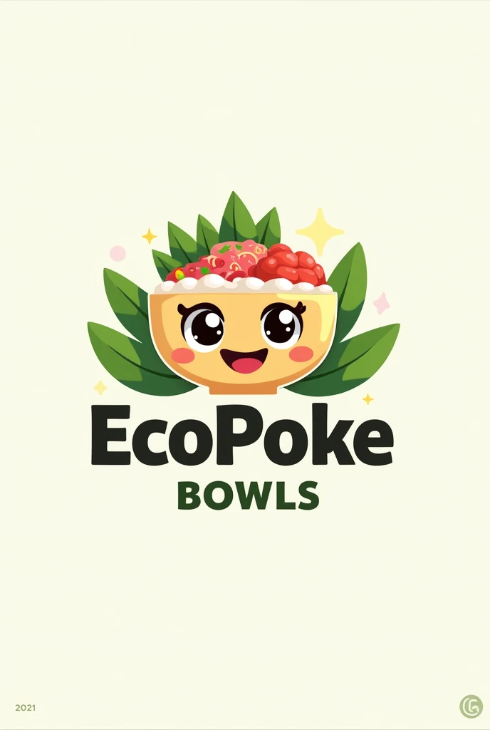 Create a logo written EcoPoke Bowls using the poke theme