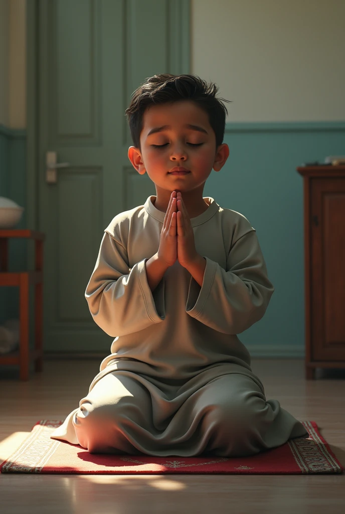 A boy praying namaz in his school 