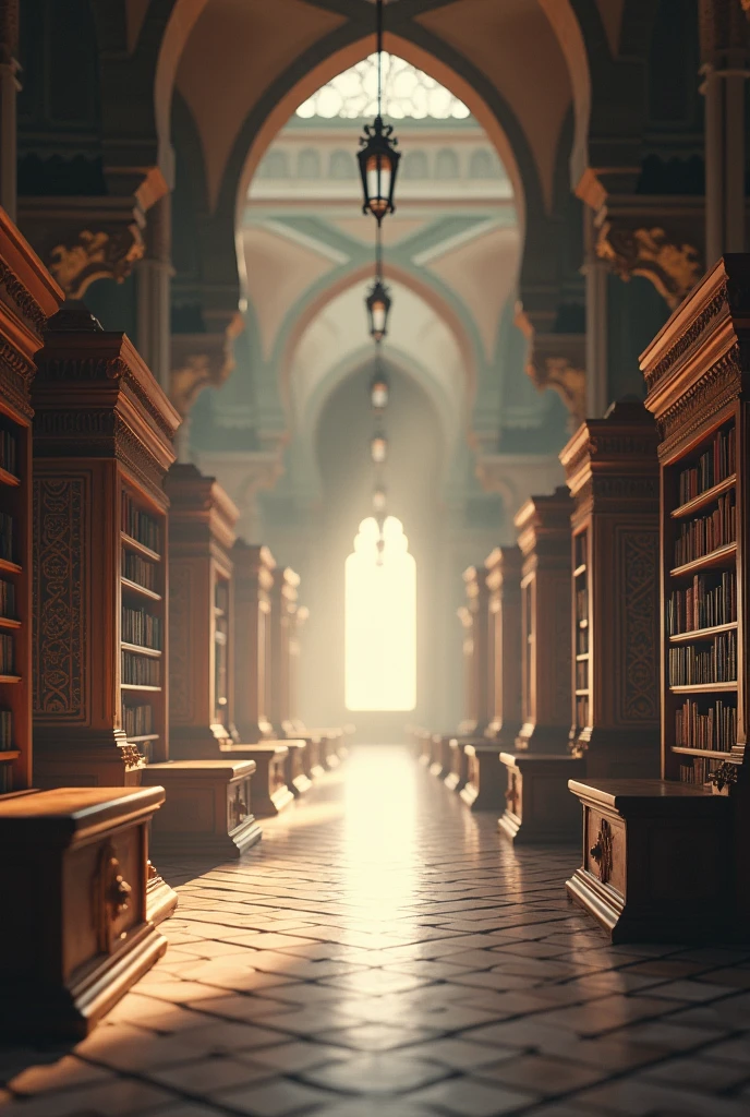 Pic of a islamic library in blur without men