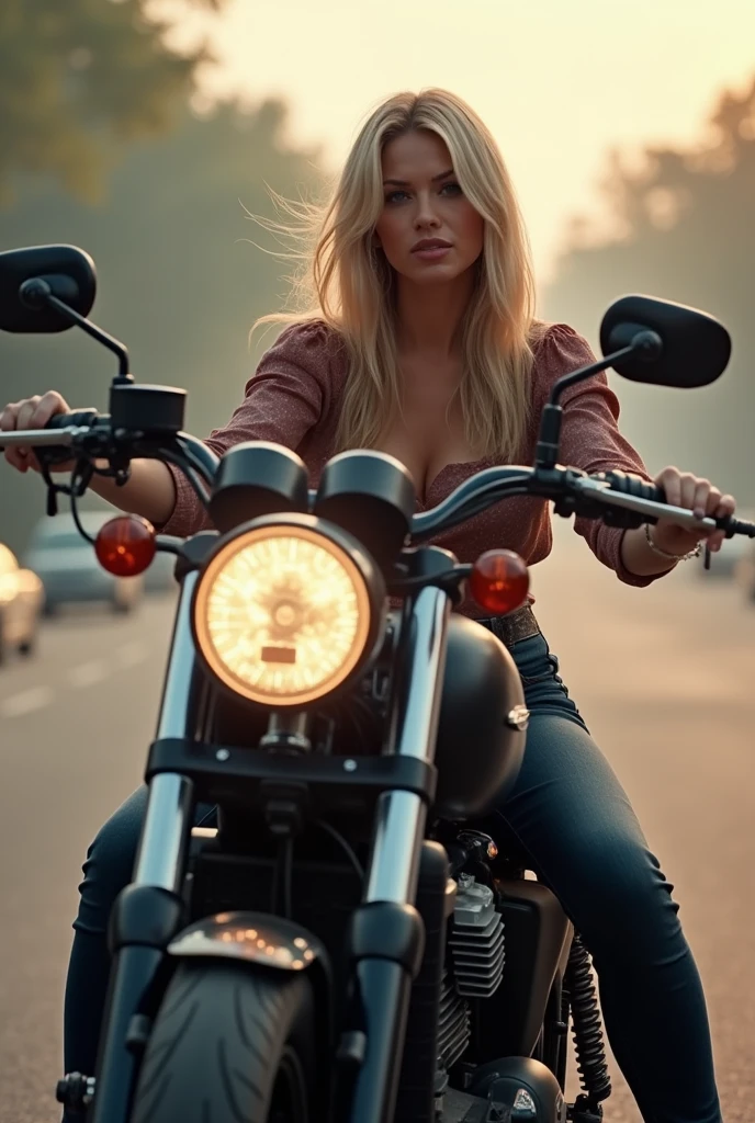 blonde on a motorcycle