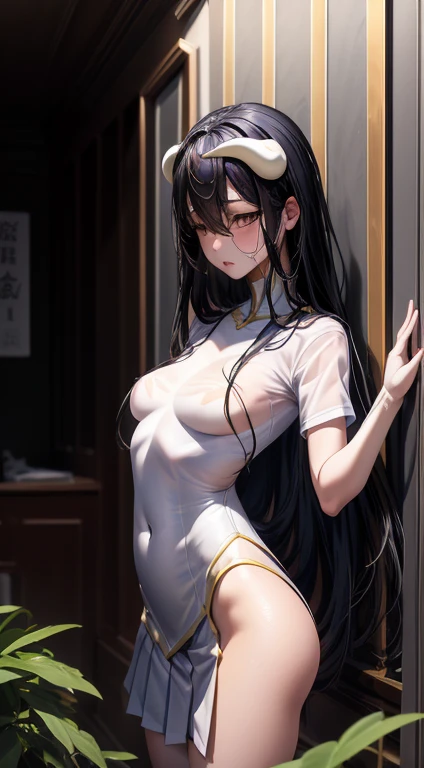 Focus on the upper body, Practical, 1 Girl, 黑色Long hair, Sparkling eyes, White Dress, Standing posture, Tomb Background, trumpet, Perfect limbs,Japanese, Black Hair,Long hair,Bangs,black eyes,(Small head:1.4, Ideal body proportions:1.5,Skinny:1.2,Small breasts:1.2),(Uniforms:1.3、Short sleeve、Sailor Suit、Pleated Mini Skirt)、1 girl，Gloomy cells，All over the ground刑具，Bloody torture instruments，All over the ground血污，All over the ground，4 naked men，The girl was naked，Teenage nude，The girl was拘束吊起，，，Girl with injuries，Wailing in pain，The girl wasrape，The girl was，Multiple people had violent sex with a young girl，Violent sexual behavior，Deep throat，，（（Full set））、（：1.6），rape，Clothes are torn