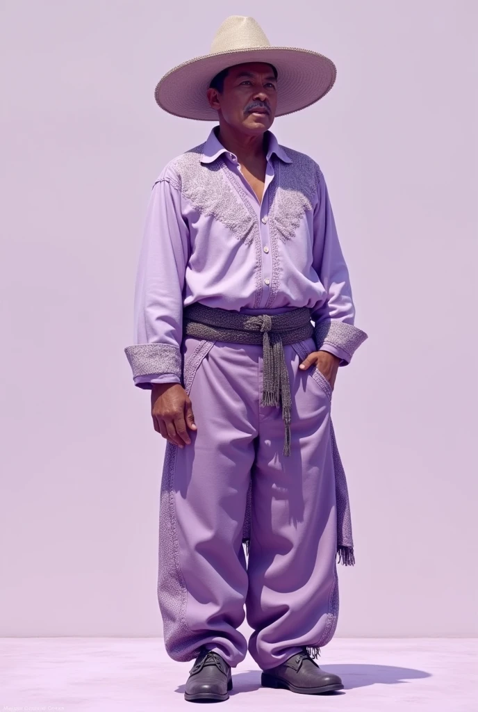 characterized by traditional gaucho clothing in lilac color