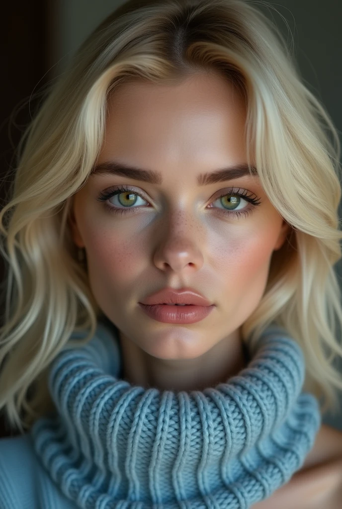 (((best quality))), highy detailed, high resolution. 2 women, hair blonde, clear green eyes, fleshy lips, heavy makeup 1 girl in, 2, Solteiro, across the width, Large and shaped breasts, Watching the scenes, hair blonde, bare shoulders, eyes browns, all-body, contract, off the shoulders, Sweaters, Real, exciting, blue duster, blue bracelets, all-body, incomparable masterpiece, Ultra-realistic 8K CG, appealing position,exciting, appealing, household, appealing Face, How to pretend, pale skin, , prestige, appealing, WELL-BEING,