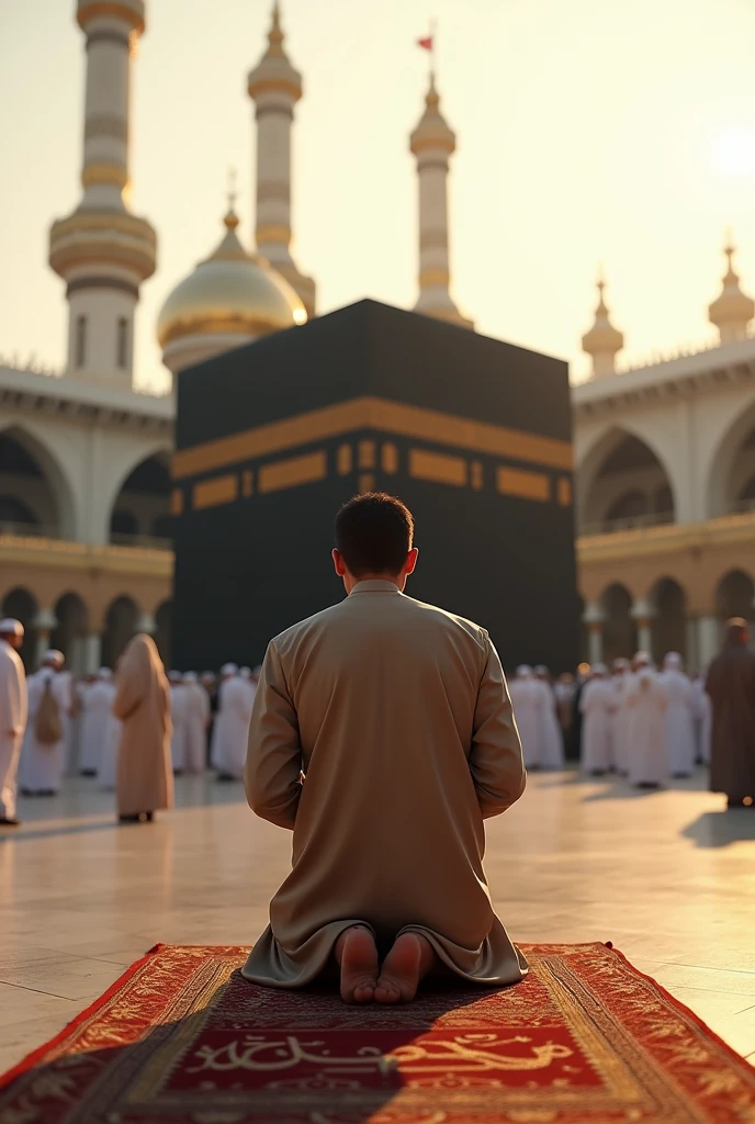 A man praying infront of makkah