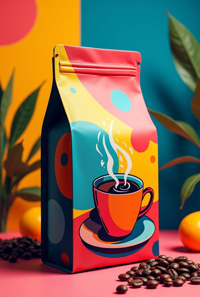 Coffee idea in pop art style packaging exhibition
