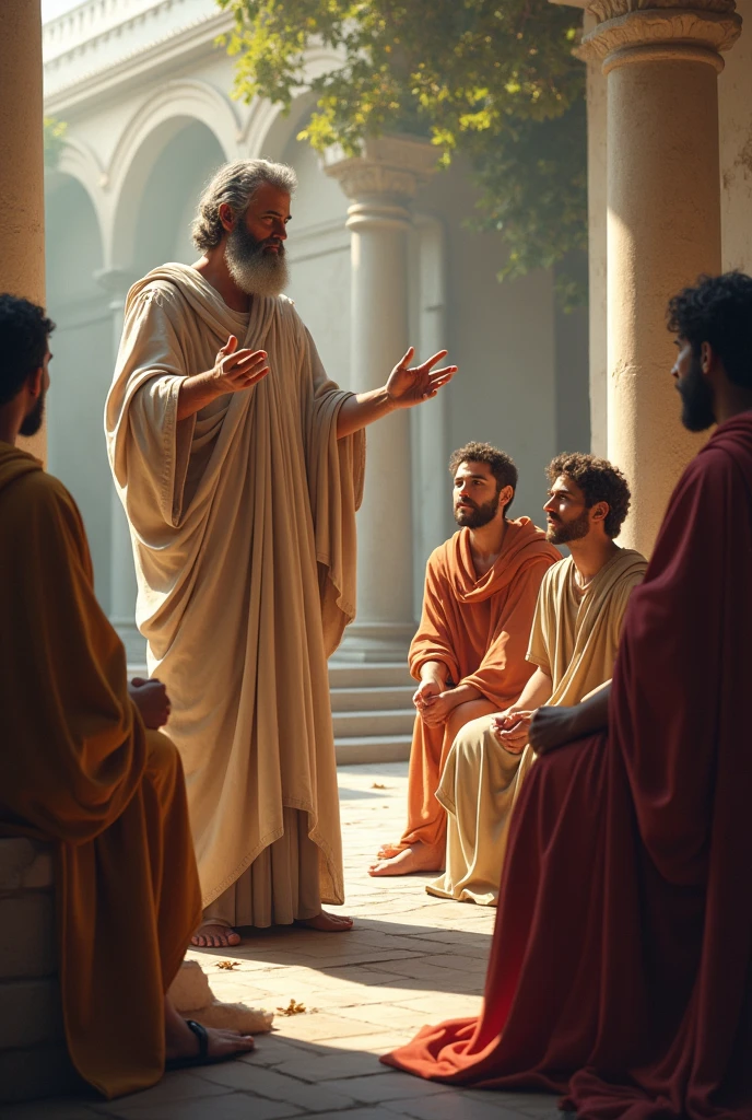 Make a picture of the philosopher Plato teaching his students.