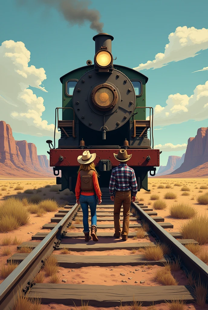 Make a cover for a book that has an abandoned train and these features. Great.! Here are two example characters for the idea of **Trem to the Far West**:
### 1. **Jack "fast" Carter**
- **Description**: a young man of , with an adventurous spirit and a passion for western stories. Jack is known for his skill with the lasso and his quick thinking..
- **Personalidade**: Coraggioso, fearless and always looking for new adventures. He has a keen sense of justice and is loyal to his friends..
- **distinct characteristics**: Wears a worn out cowboy hat, a leather vest and always carries a bow. Has a knack for coming up with quick, improvised plans to get out of trouble.
### 2. **Emily "Gunslinger" O'Hara**
- **Description**: An girl, skilled with the "toy revolver" and with a great passion for stories of cowboys and outlaws. Emily is a natural strategist and is great at setting and dismantling traps..
- **Personalidade**: smart, cunning and with a good sense of humor. She is very insightful and has a talent for finding creative solutions to problems..
- **distinct characteristics**: Wear a plaid shirt, a cowboy hat and a belt with "revolvers" (toys). She always has a trick up her sleeve and is excellent at solving mysteries and puzzles..
Esses personagens podem criar uma dinâmica divertida e complementar no cenário do Trem to the Far West, engaging in adventures and solving mysteries as they explore the train and its surroundings. If you need more details or other characters, I am available!clearing! Let's break down the characters' appearances to bring Jack and Emily to life.:
### **Jack "fast" Carter**
- **muka e expression**:
- **muka**: Jack has an oval face, with fair skin and some freckles. His eyes are a bright blue, full of curiosity and vivacity.
- **expression**: Usually has a confident expression and a mischievous smile., that reveals its adventurous spirit