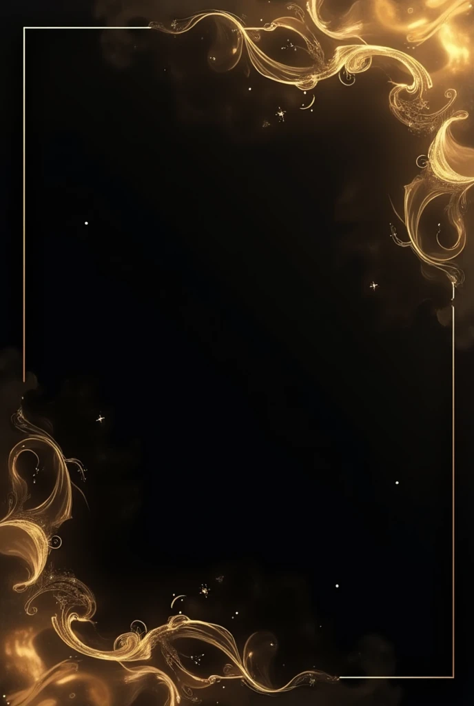 Make a trap album cover where the background is black with gold details in the shape of smoke spread between the edges of the cover. 