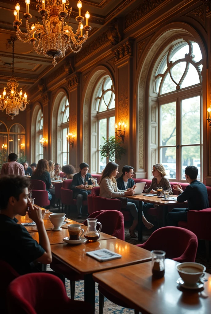 Cafeteria with a large space, baroque but cozy, Filtering specialty coffee with the v60 method