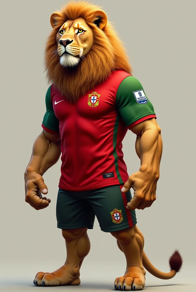 A victorious and strong lion with the Portuguese FC shirt without a watermark 