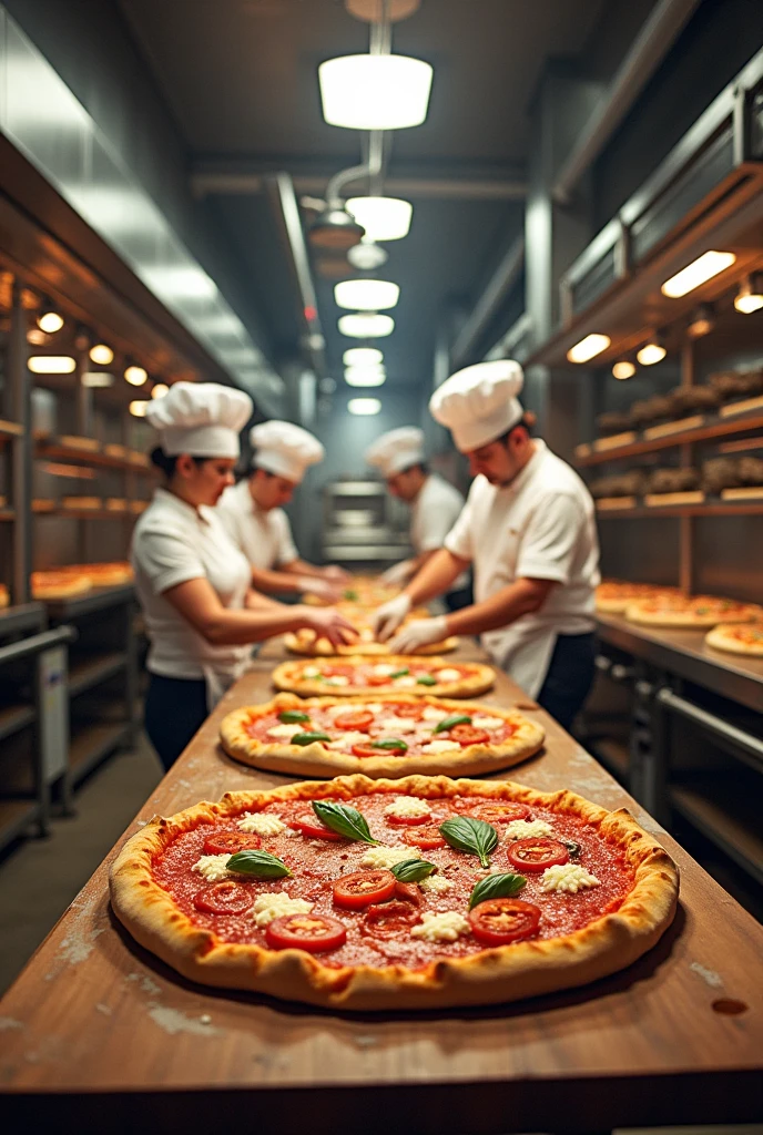 Production plant of a pizzeria from a general point of view