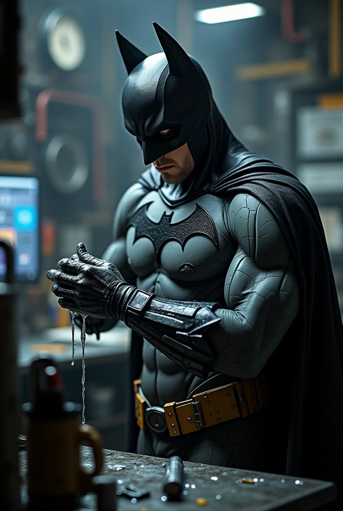 Babtman washing his suit