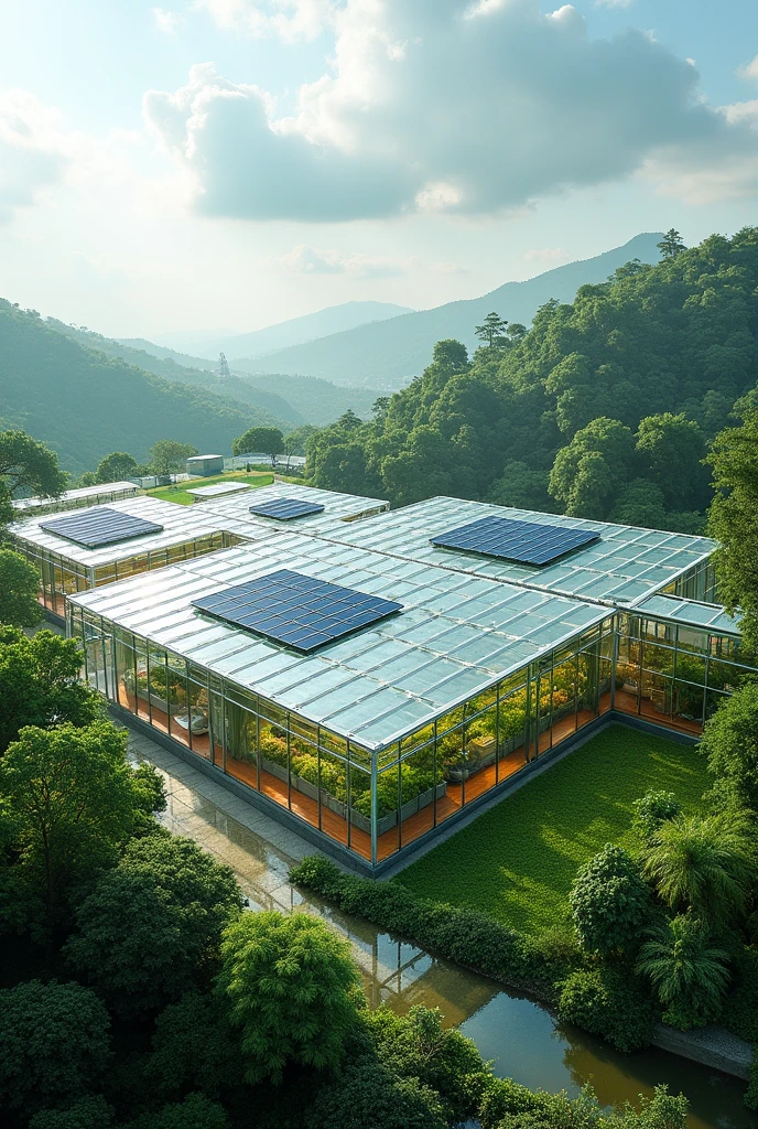 Multifunctional greenhouses for crops and livestock with smart solar panels