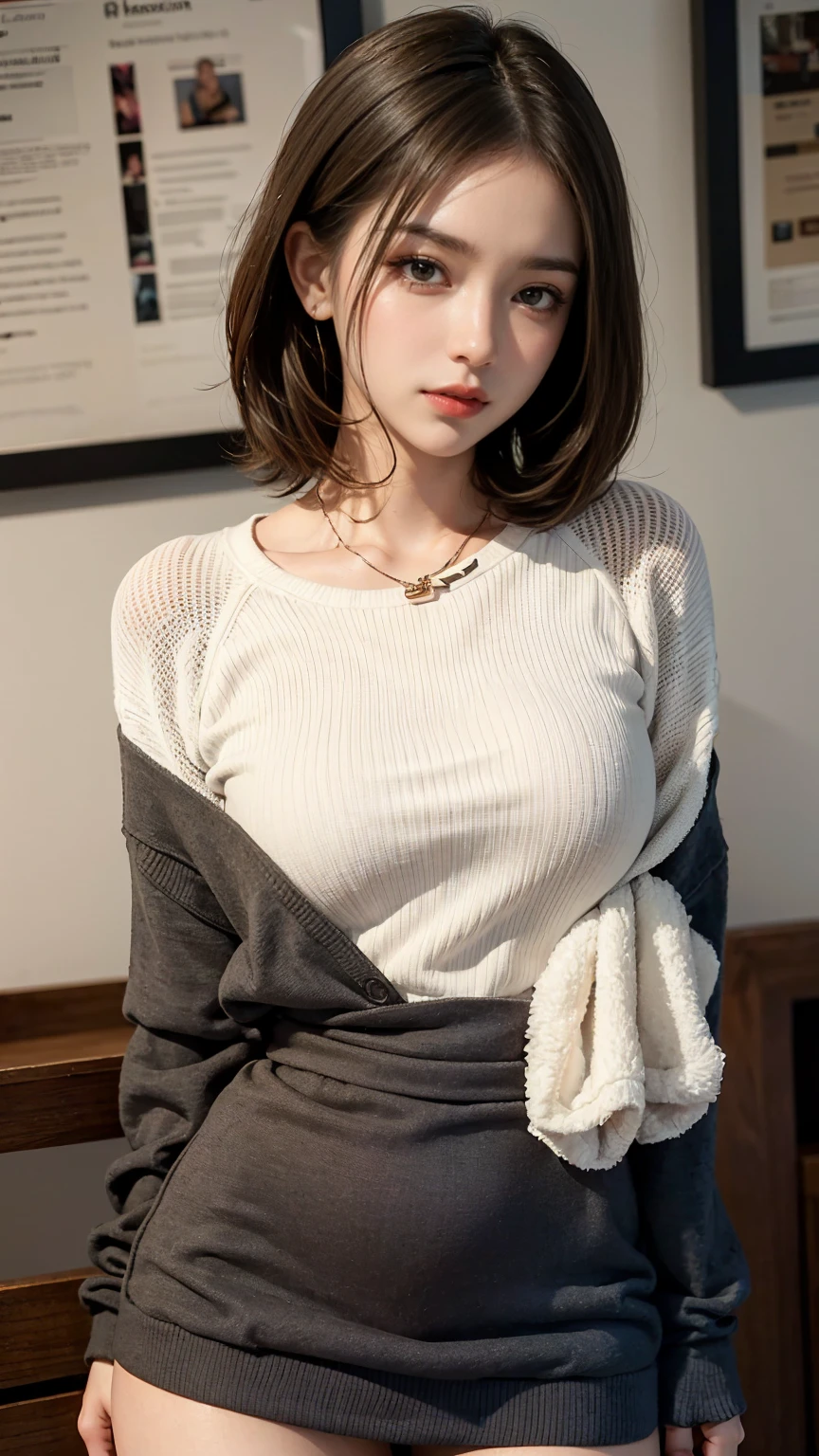 Chika Sexy, Sweater only, Don&#39;t take off your clothes, Half-open sweater, Captivating look, lure, Biting half of one&#39;s lip