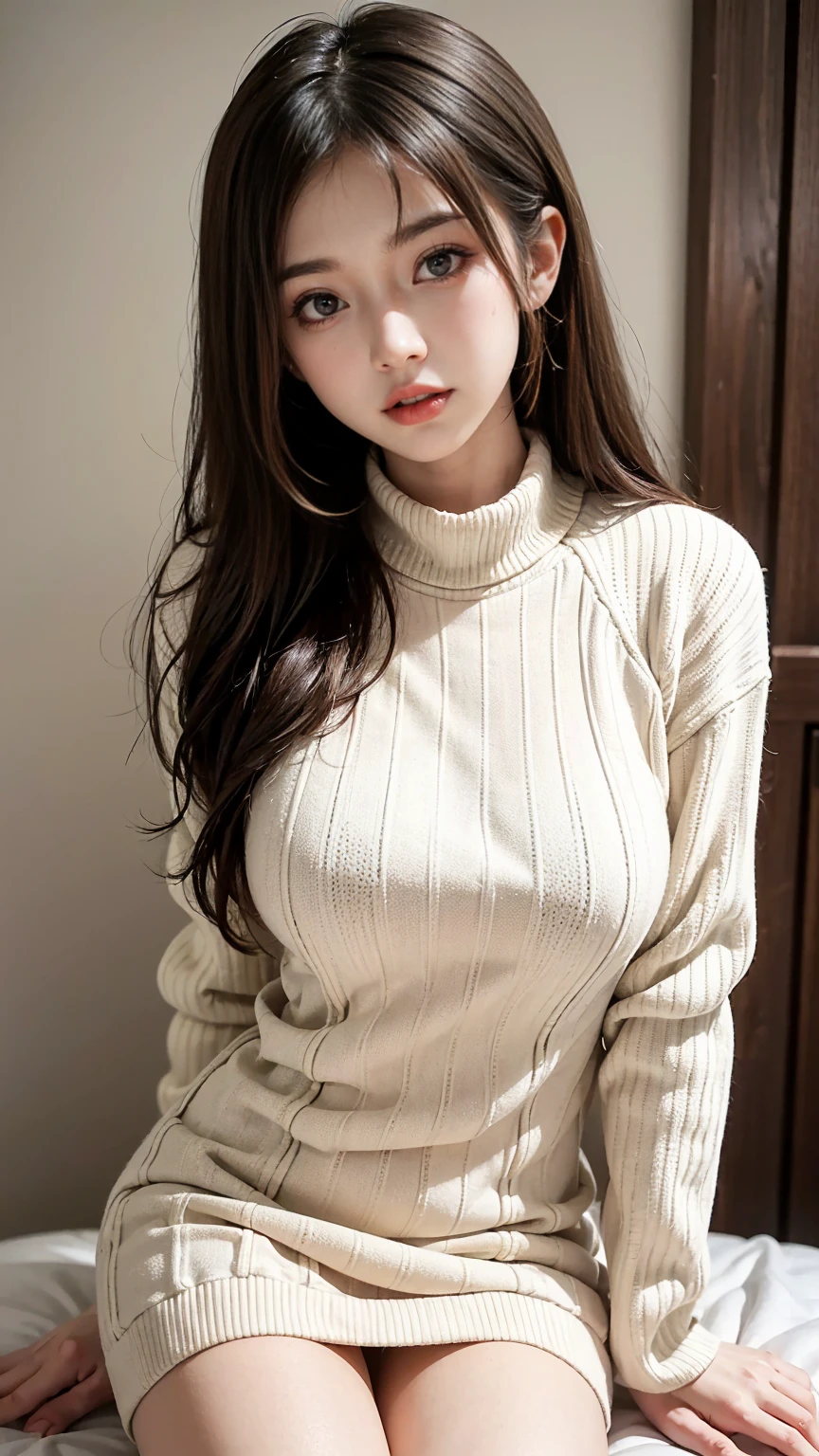 Chika Sexy, Sweater only, Don&#39;t take off your clothes, Half-open sweater, Captivating look, lure, Biting half of one&#39;s lip