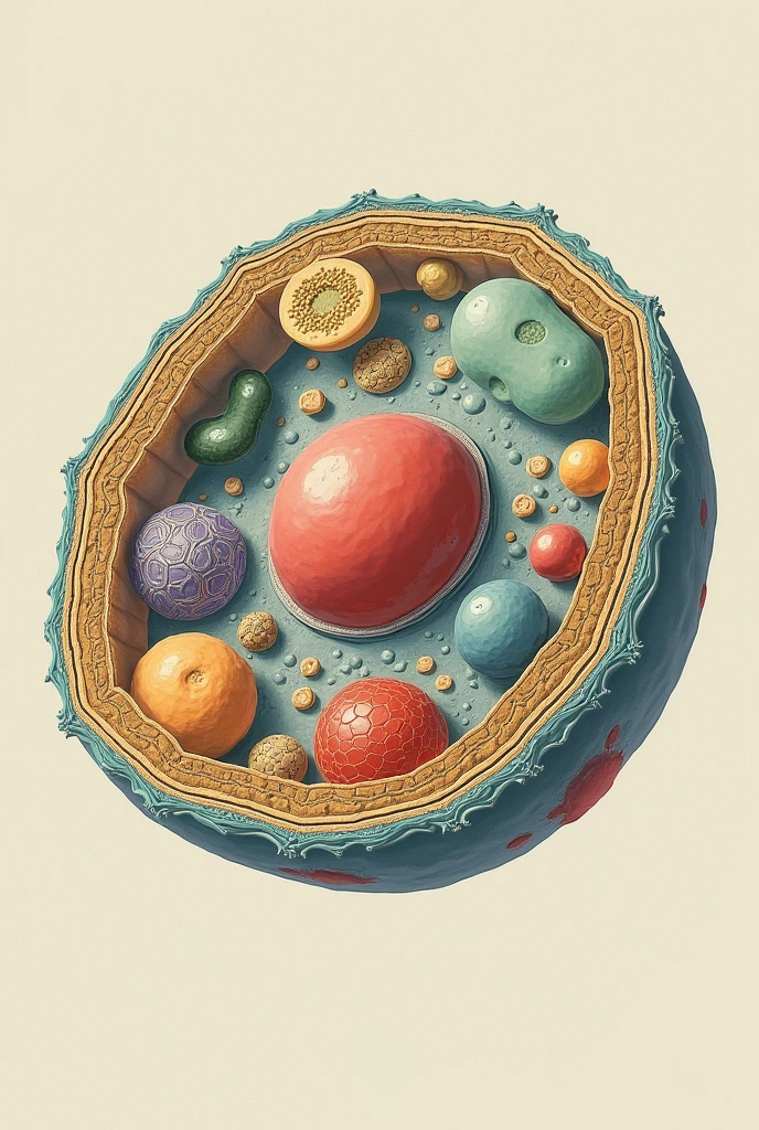 Generate an image of a eukaryotic cell with its parts 