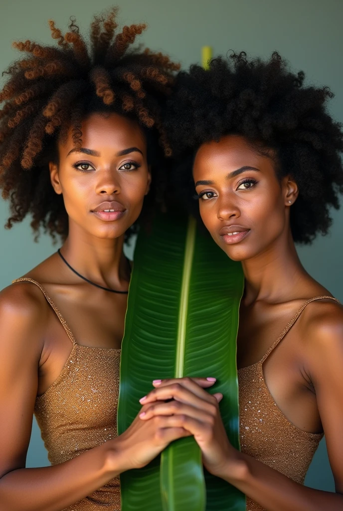 Beautiful black women taking selfie in water 