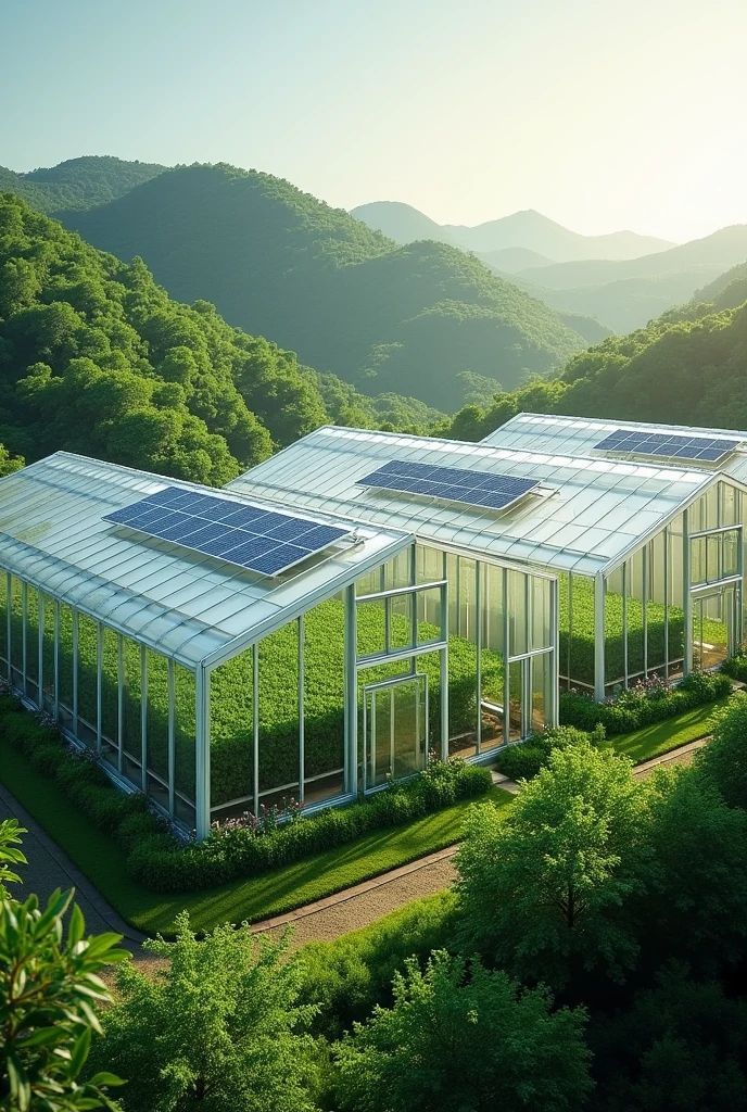 greenhouses with an intelligent irrigation system with solar panels
