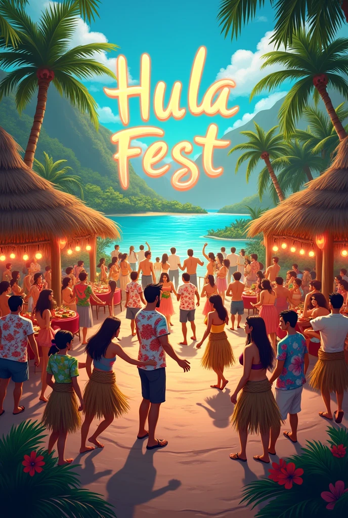 party party with Hawaiian theme with name hula fest