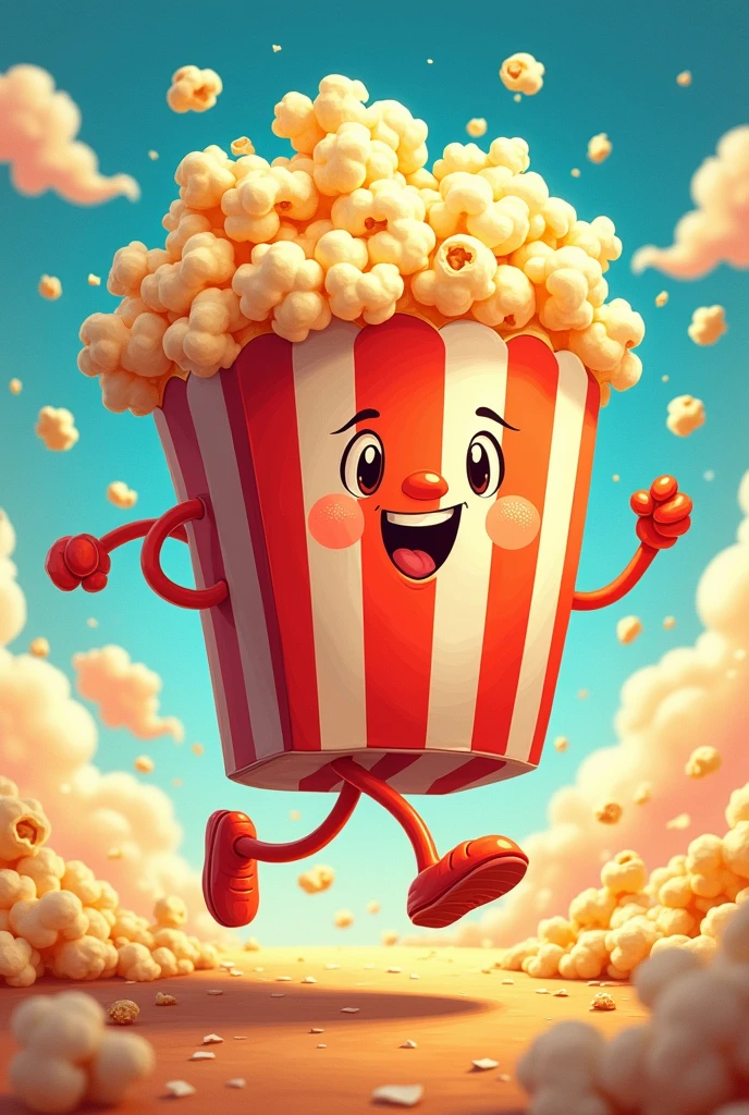 an illustration of a running popcorn packet