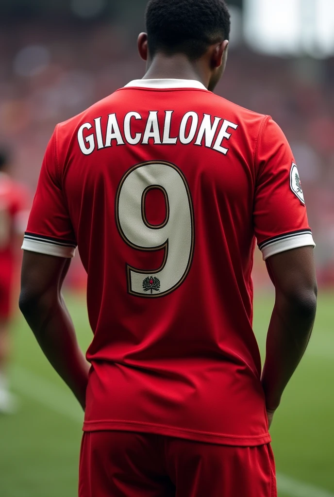 A Red football jersey with the name GIACALONE on the back and the number 9