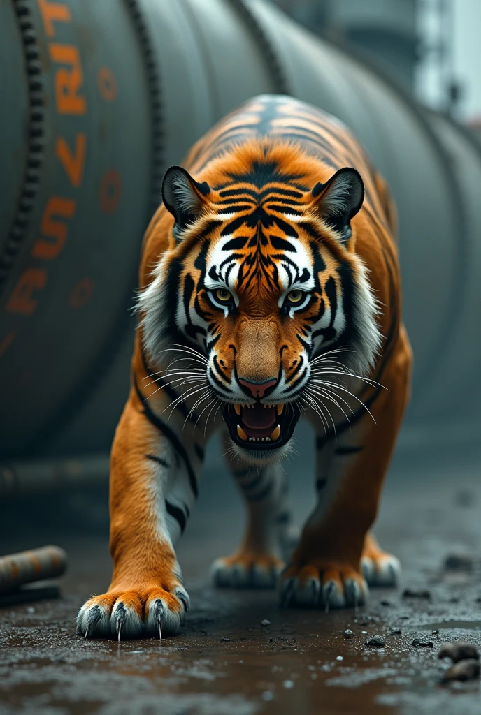 Tiger and biohazard tank