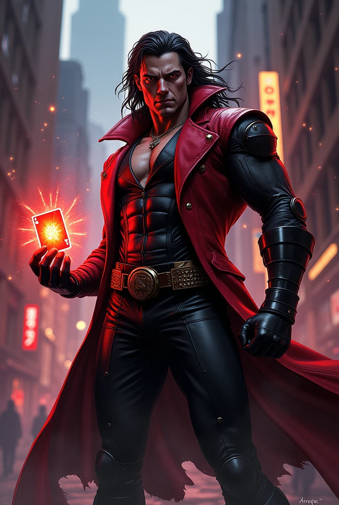 Criar thumbnail de gambit x-men 97 semi realista estilo anirap