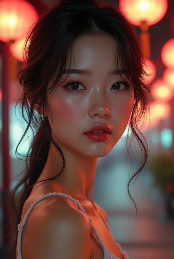 (Highest quality,4K,High resolution,masterpiece:1.4),Very detailedな,Very detailed,Sharp focus,Surreal:1.4,Professional, Human Development Report,超High resolution,Bright colors,Bokeh,Beautiful and delicate eyes,Beautiful and delicate lips,Long eyelashes,Romantic atmosphere,Soft Light,Light and shadow contrast, Lighting Effects,Vibrant and young々Shii,High nose bridge,sexy,Black Hair,girl,smile,cute，Street background，亚洲girl