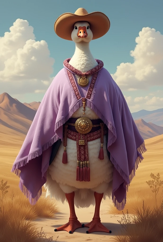 King goose in traditional gaucho clothing in lilac color
